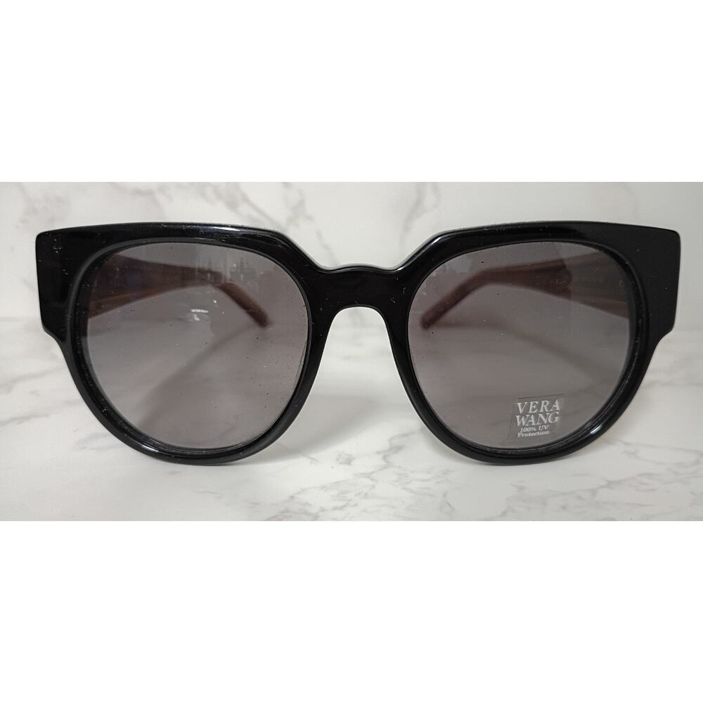 VERA WANG Zoya Glossy Black with Gold Logo Arm Sunglasses - NWT